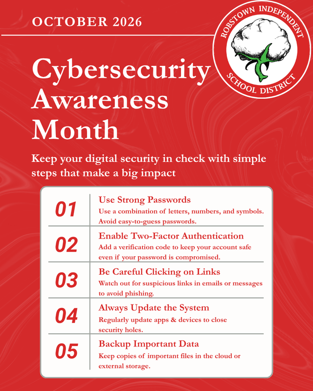Robstown ISD Recognizes Cybersecurity Awareness Month Featured Photo