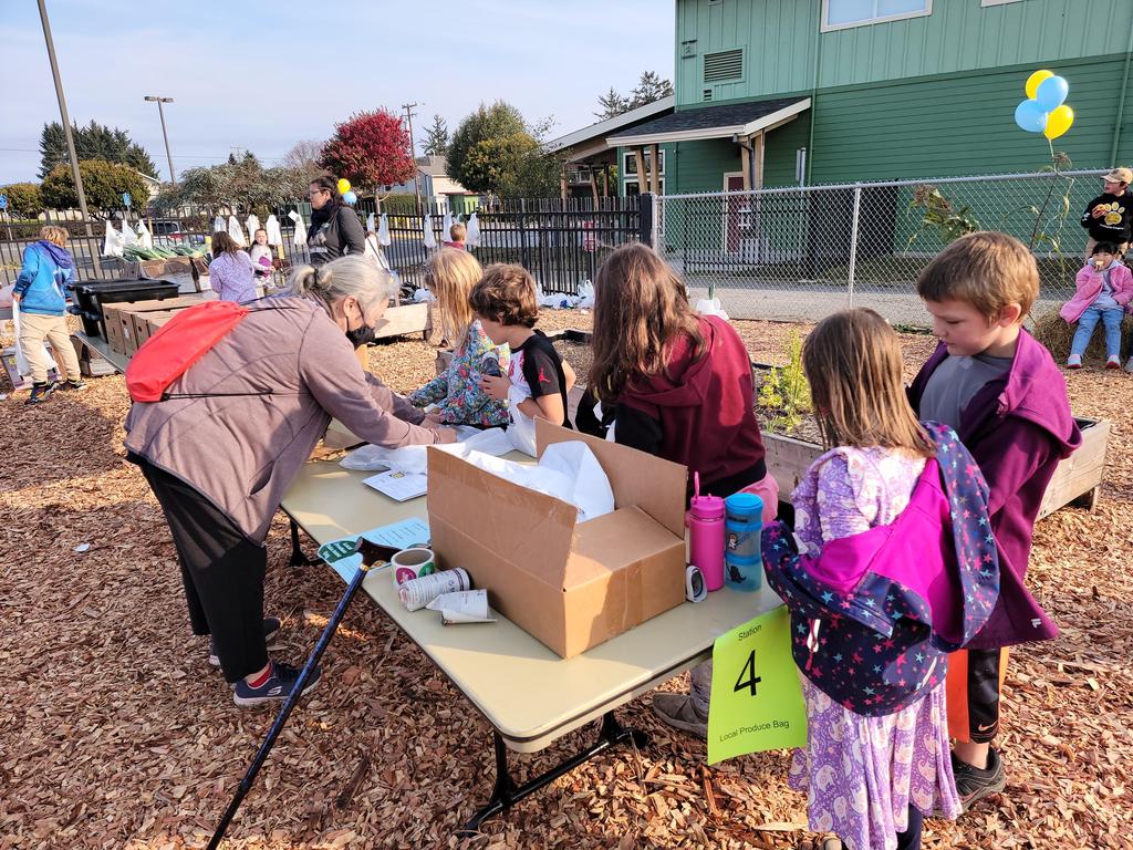 image of students at table in garden
