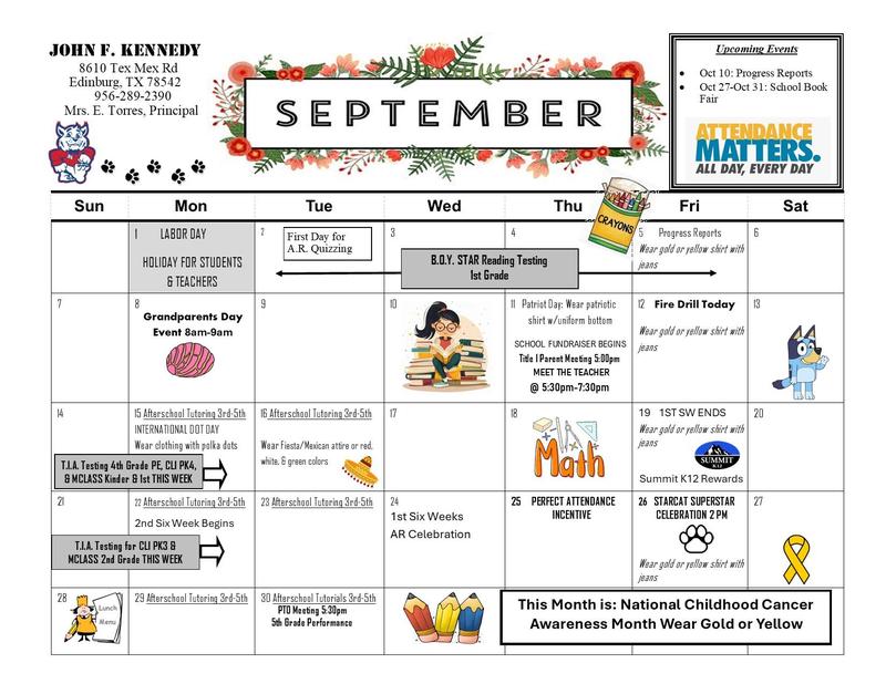 SEPTEMBER CALENDAR