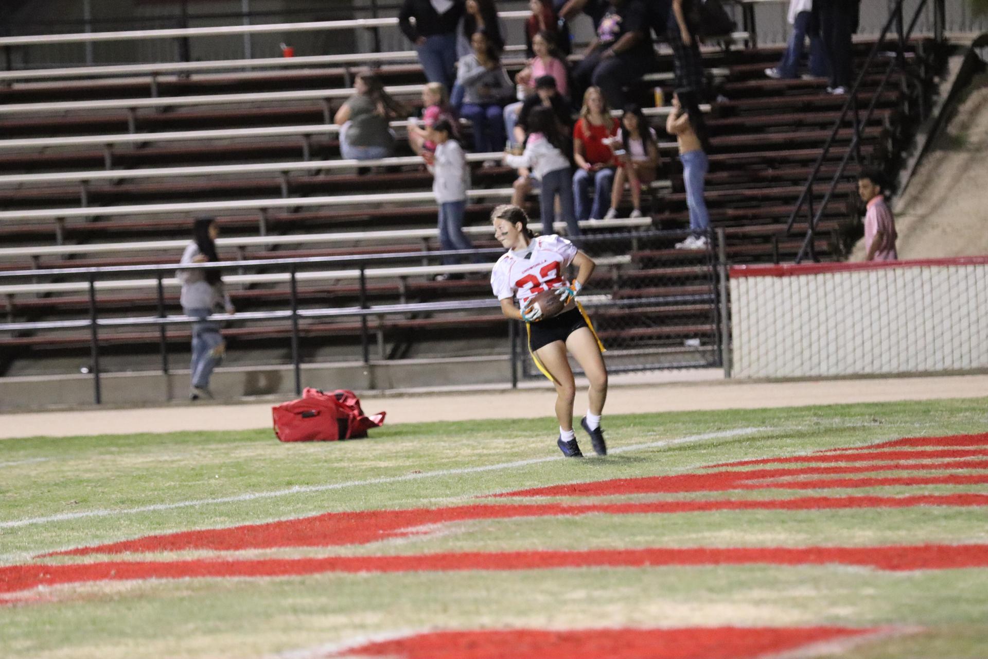 girls playing flag football