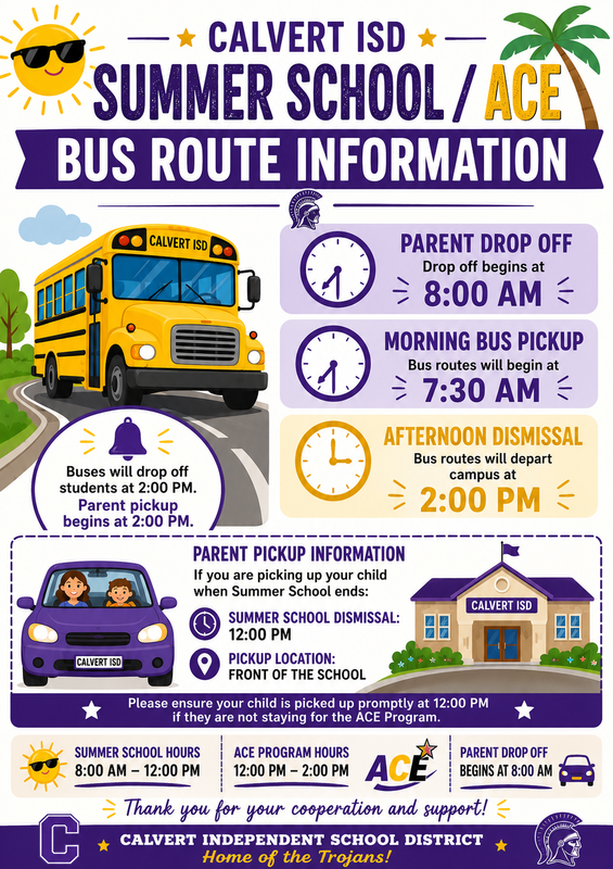 Summer School Drop Off, Pick Up, and Bus Information Featured Photo