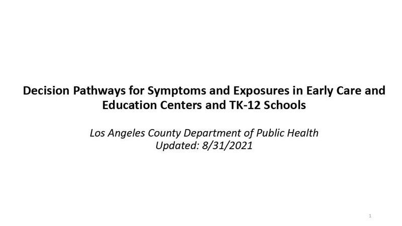 Decision Pathways for Symptoms and Exposures in Early Care and Education Centers and TK-12 Schools