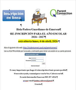 Re-Enrollment for 2026-2027 - Reinscripción para el año 2026-2027
