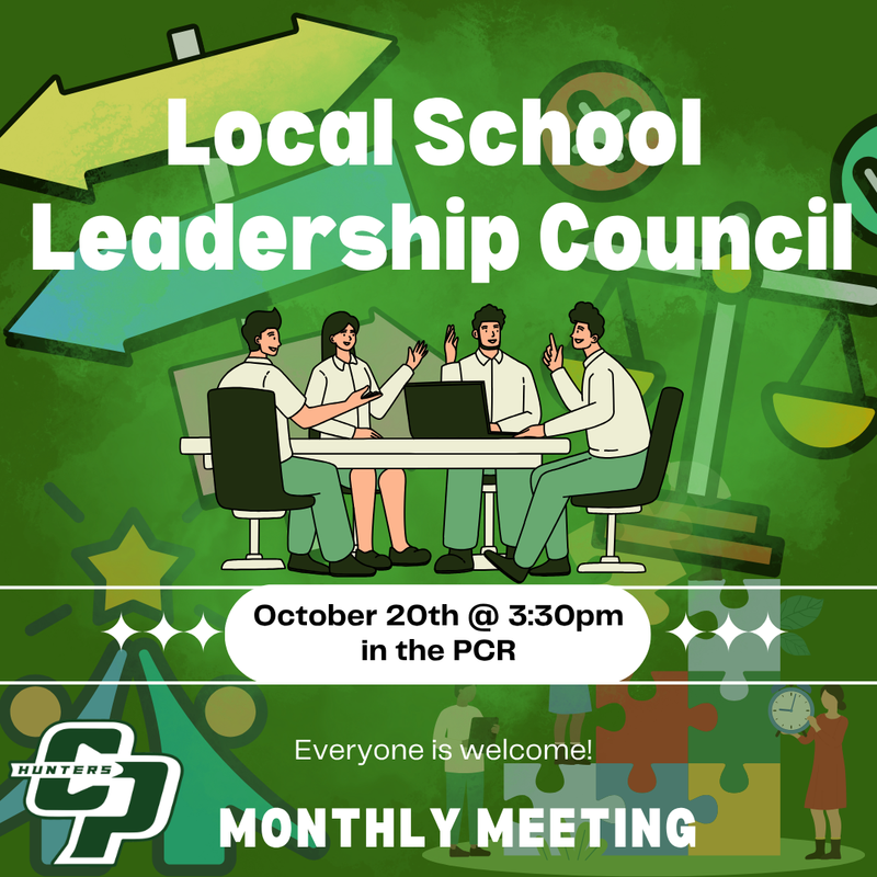 Local School leadership Council meeting on Tuesday October 20th at 3:30pm