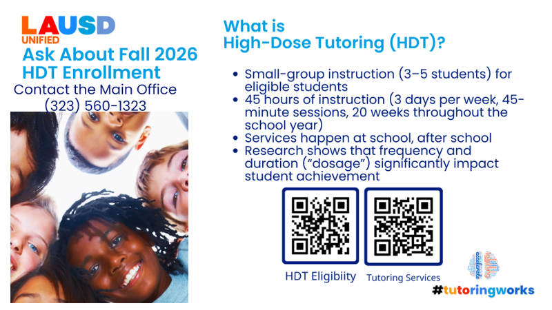Parents- Tutoring services are available for eligible students. Check with us to learn about options for Fall 2026.