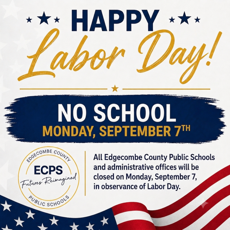 No School on Monday, September 7th in observance of Labor Day.