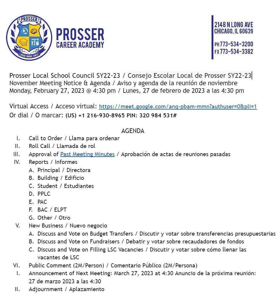 February Meeting Notice