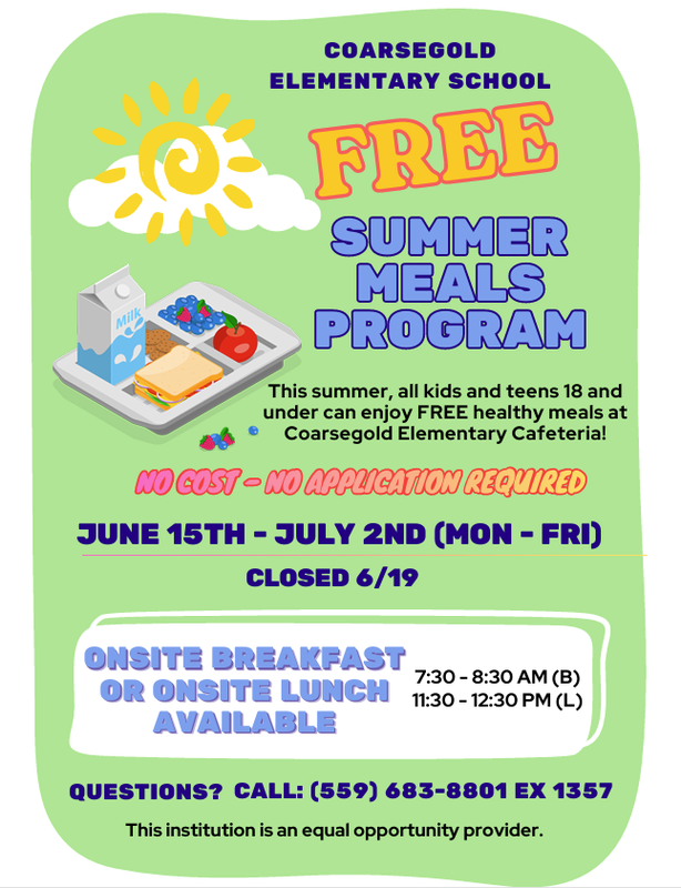 Elementary Summer Meals Program Flyer