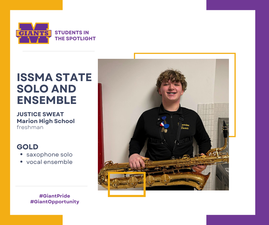 promo graphic - ISSMA State Solo & Ensemble 2026 - Justice Sweat  - MHS