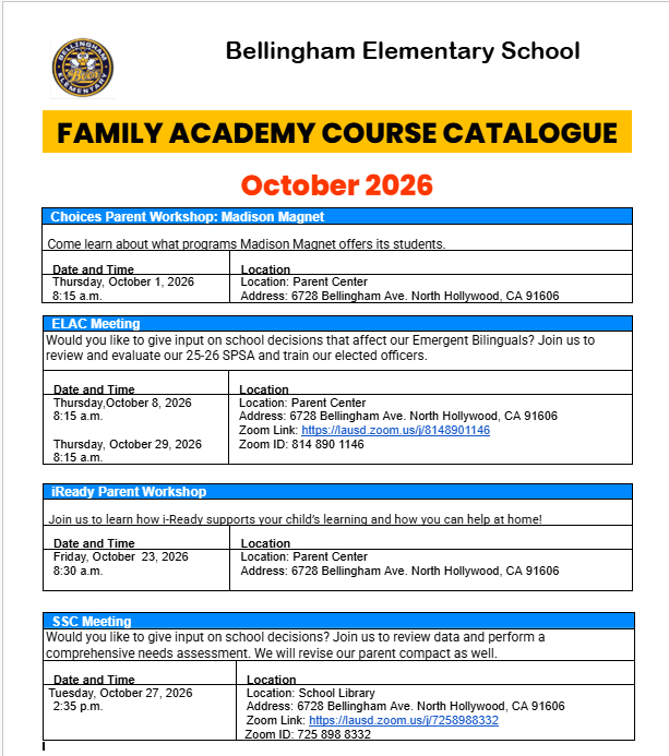 FAMILY COURSE CATALOGUE