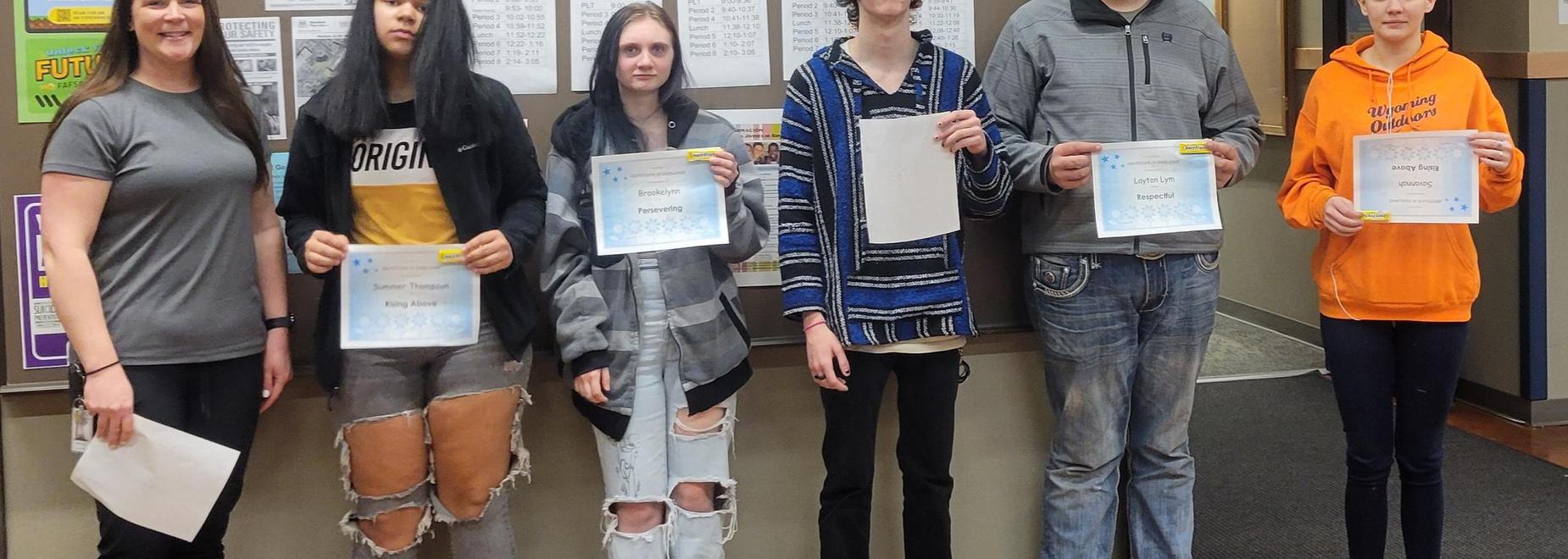 Mrs. Bowen and Students with awards