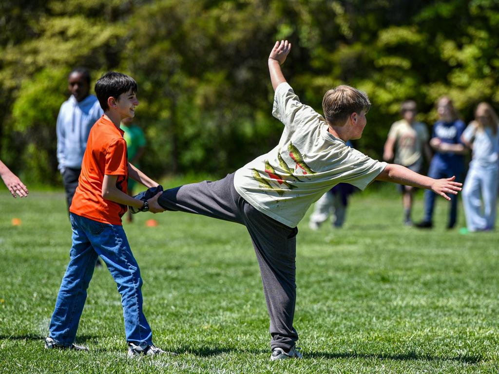 Students playing outside.