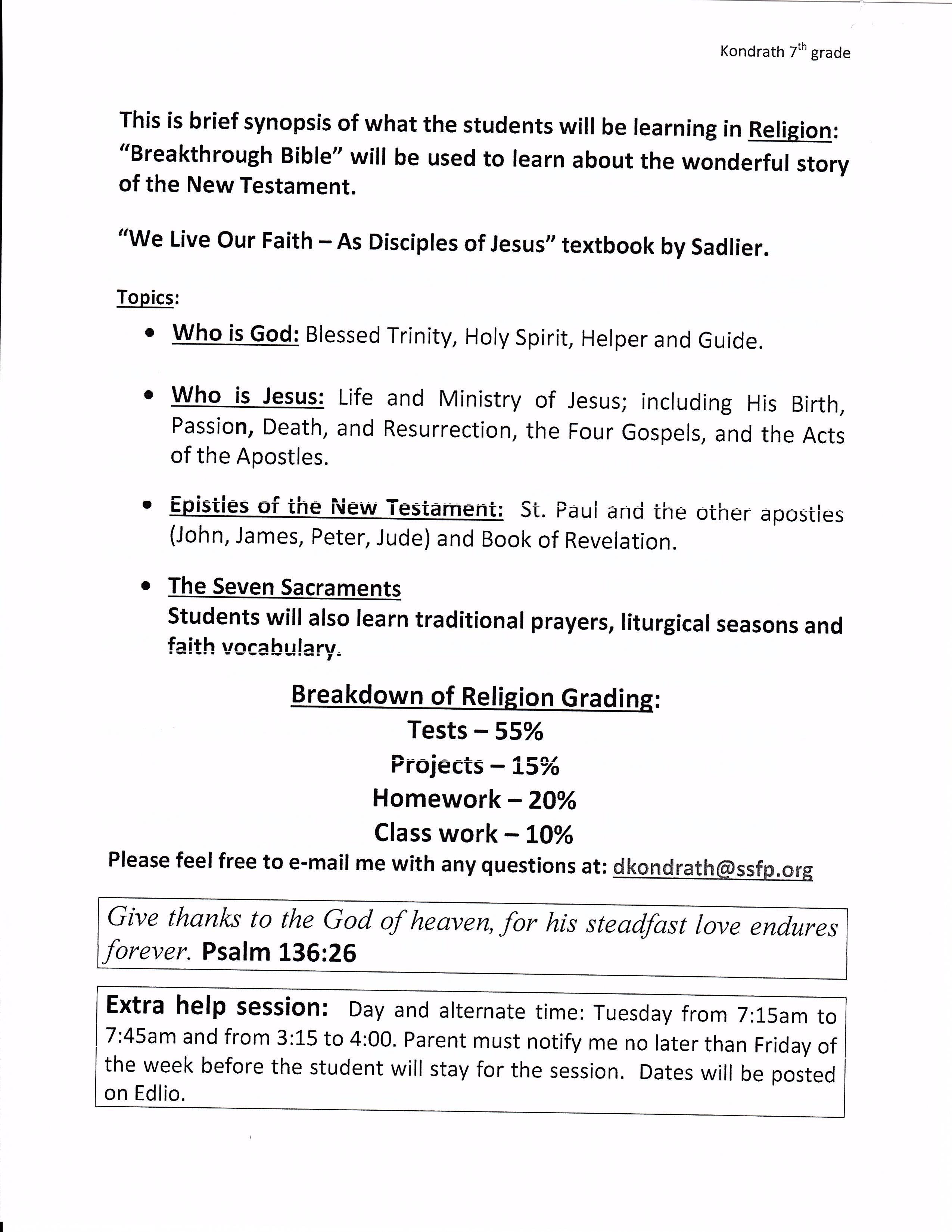 7th grade Religion Saints Felicitas and Perpetua