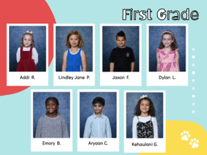 red, yellow, and teal background with announcement and student faces plus wildcat mascot