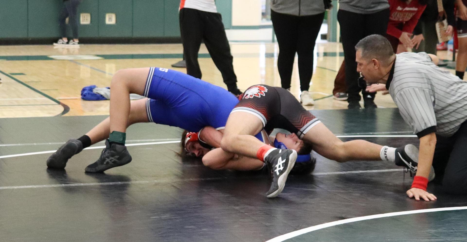 wrestlers in action at the Hawks invitational