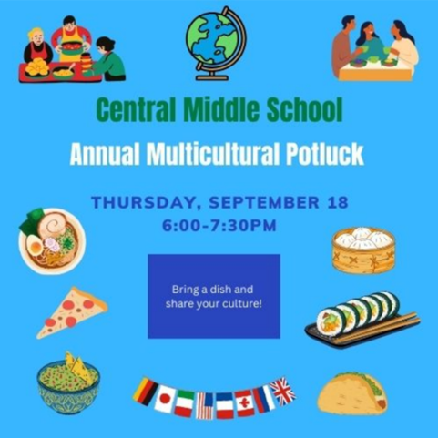 Multicultural Potluck -  Thursday, Sept. 18th 6-7:30 p.m.