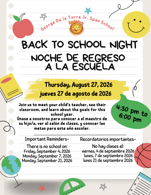Flyer for Back to School Night