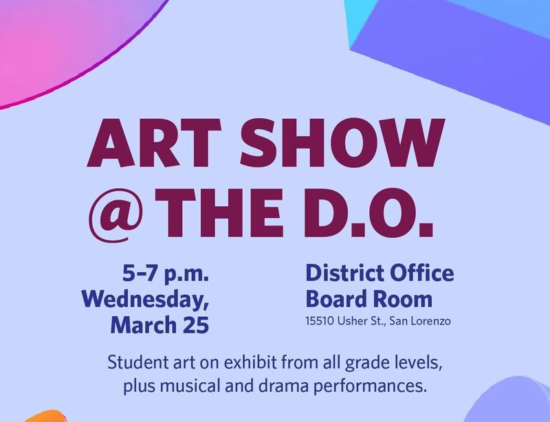 Graphic promoting the Art Show @ the D.O. on March 25