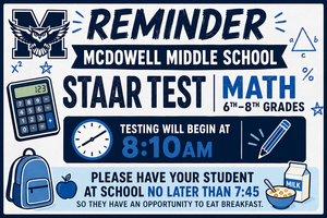 Math STAAR Test Wednesday April 29th