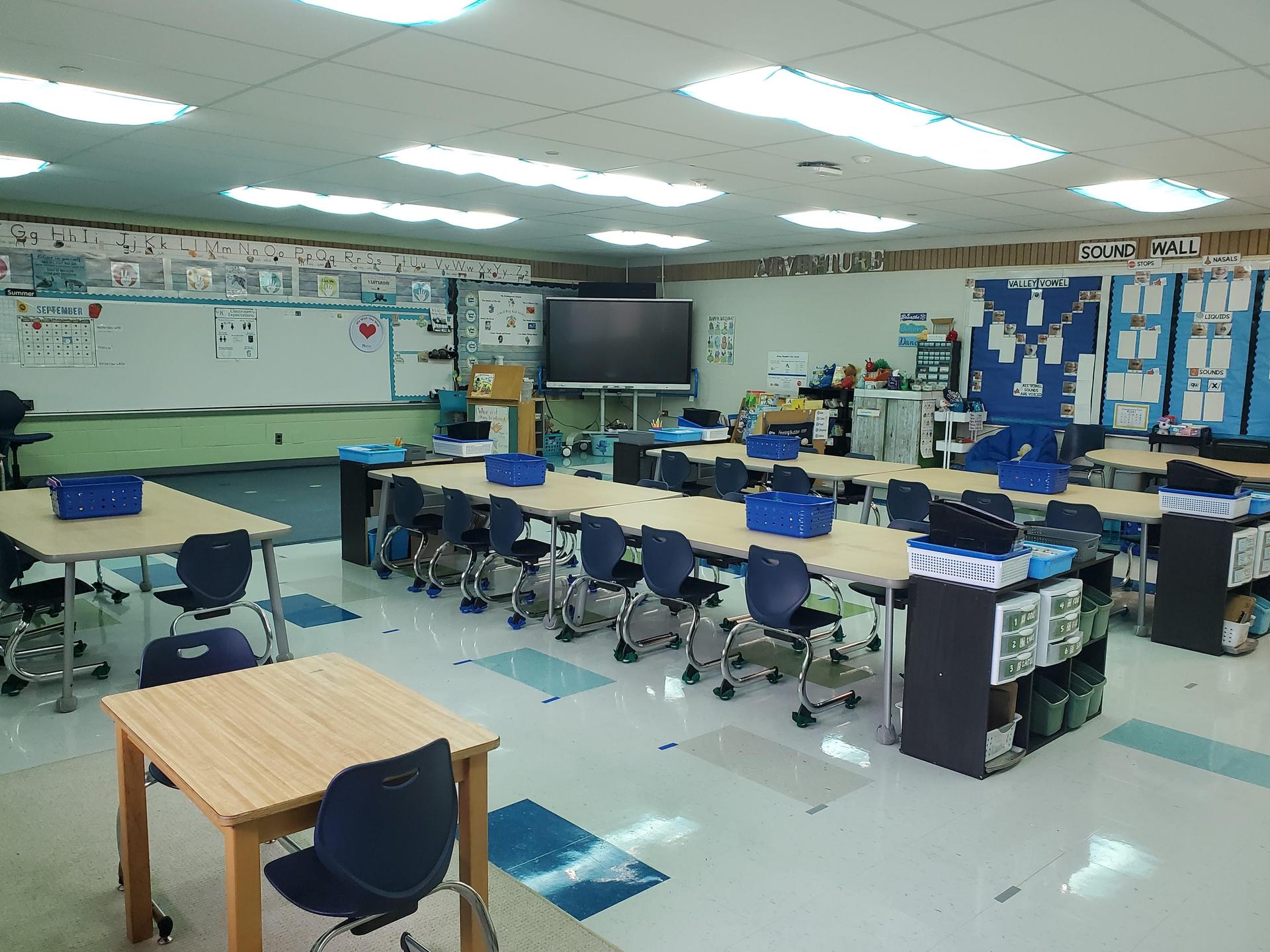 looking to front of classroom