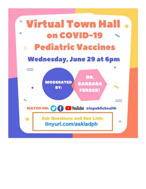 LA County Public Health Pediatric Vaccine Town Hall Flyer