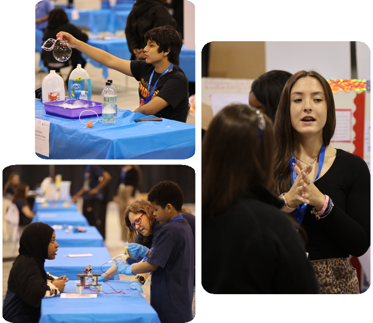 A collage illustrating the various exhibits and activities at CONSEF.