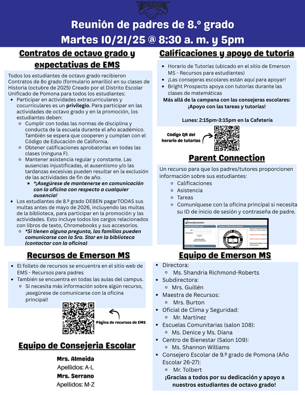 8th grade information