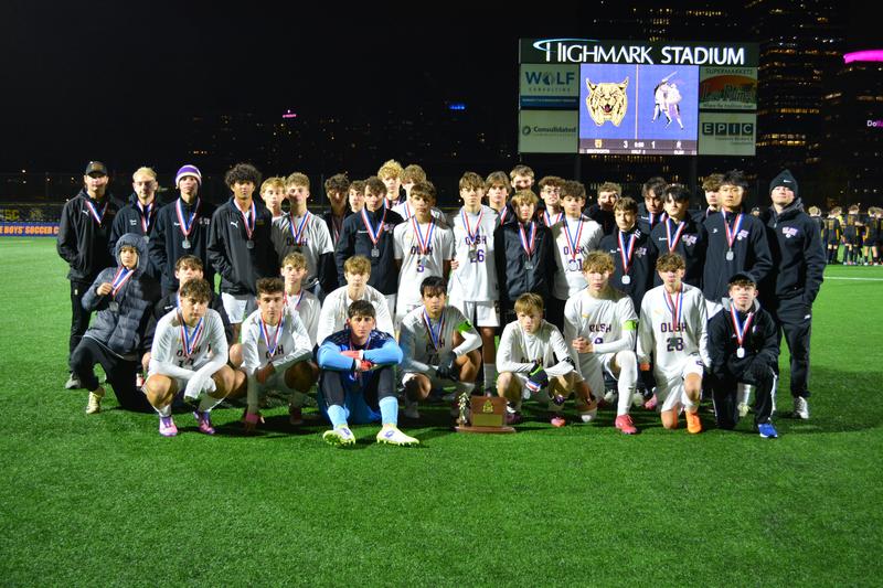 olsh boys soccer team poses as a group after finishing wpial final match as runners-up