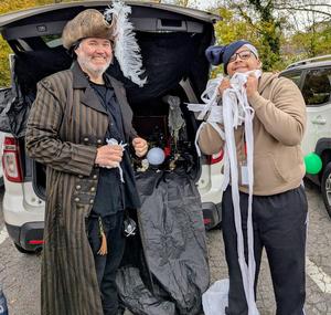 student and staff dress for Halloween