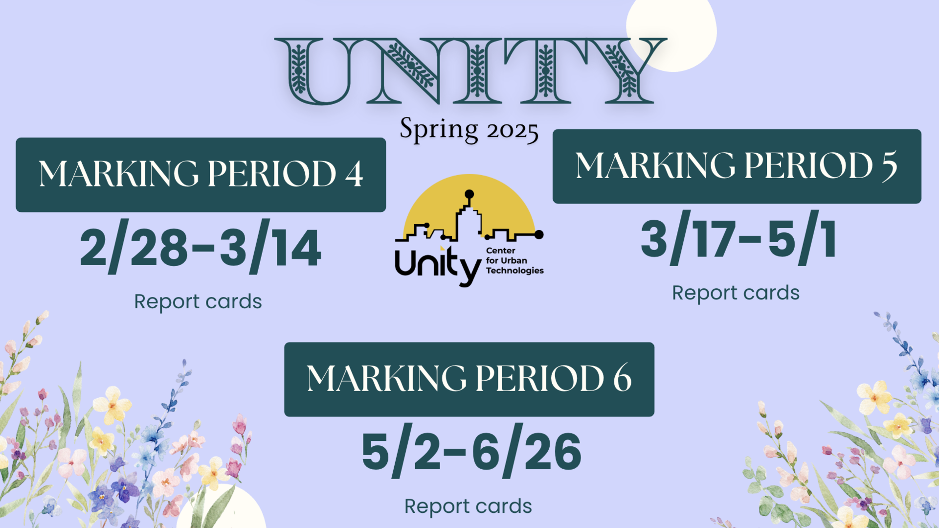 Spring Semester Marking Period Dates