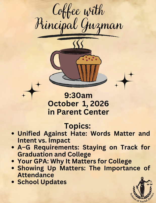 Join Us for Coffee with Principal Guzman / Acompáñenos al cafecito con la Directora Guzmán Thumbnail Image