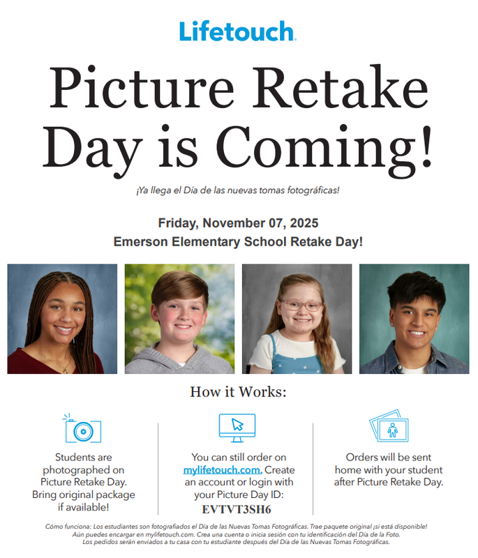 Picture Retake Day for Emerson Elementary School - Friday, November 7th Thumbnail Image