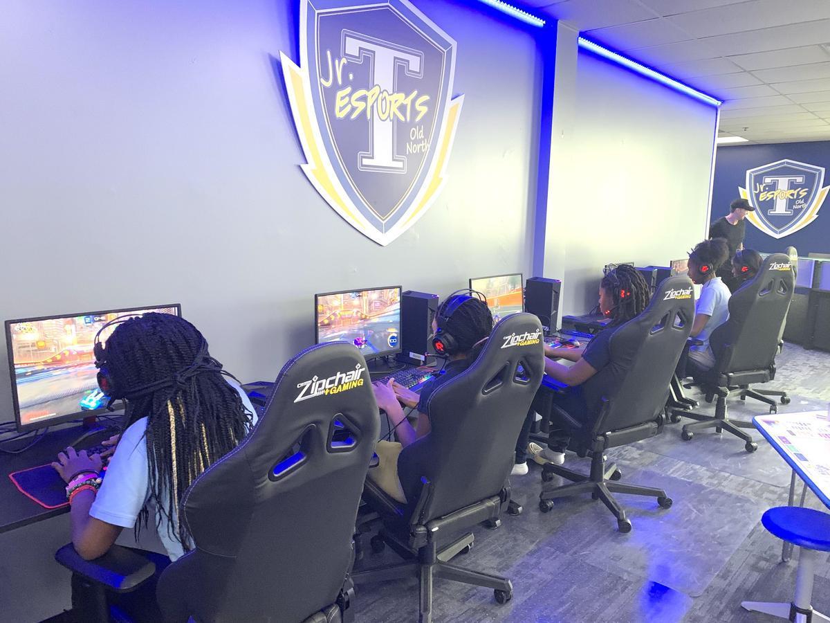 Esports student at computer