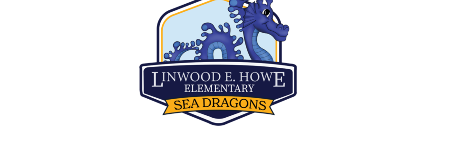 School logo featuring a blue sea dragon and the words 'Linwood E. Howe Elementary Sea Dragons'.