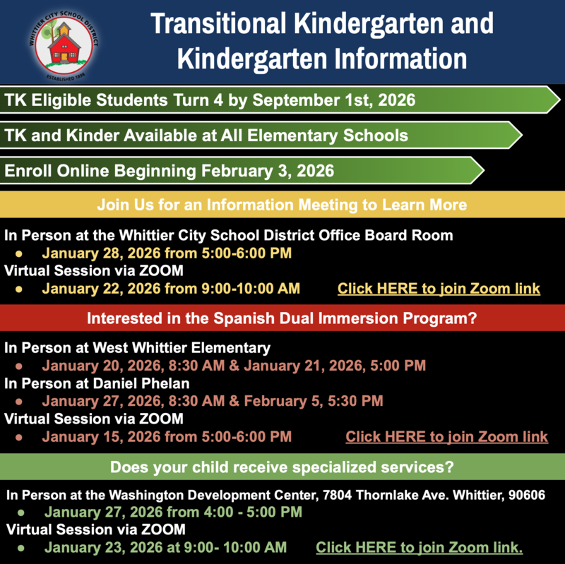 tk/kinder meeting schedule