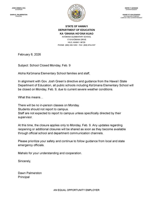 School Closure Letter for Feb 9