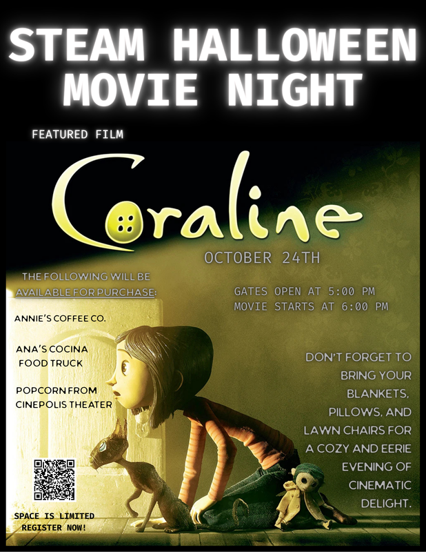 Students are invited to a special Coraline screening on Friday, October 24th, while parents enjoy a Cempasuchil Flower Workshop—food trucks, raffles, and fun for all! RSVP using the QR code on the flyer.