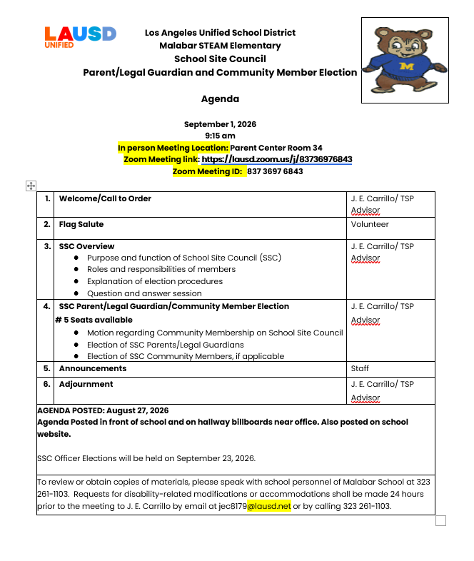 AGENDA