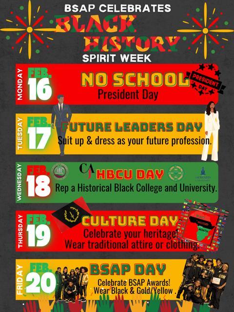 BSAP Spirit week poster