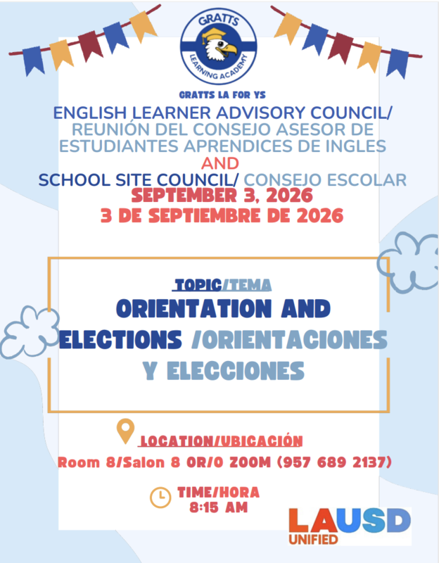 Flyer for ELAC and SSC Orientation and Elections