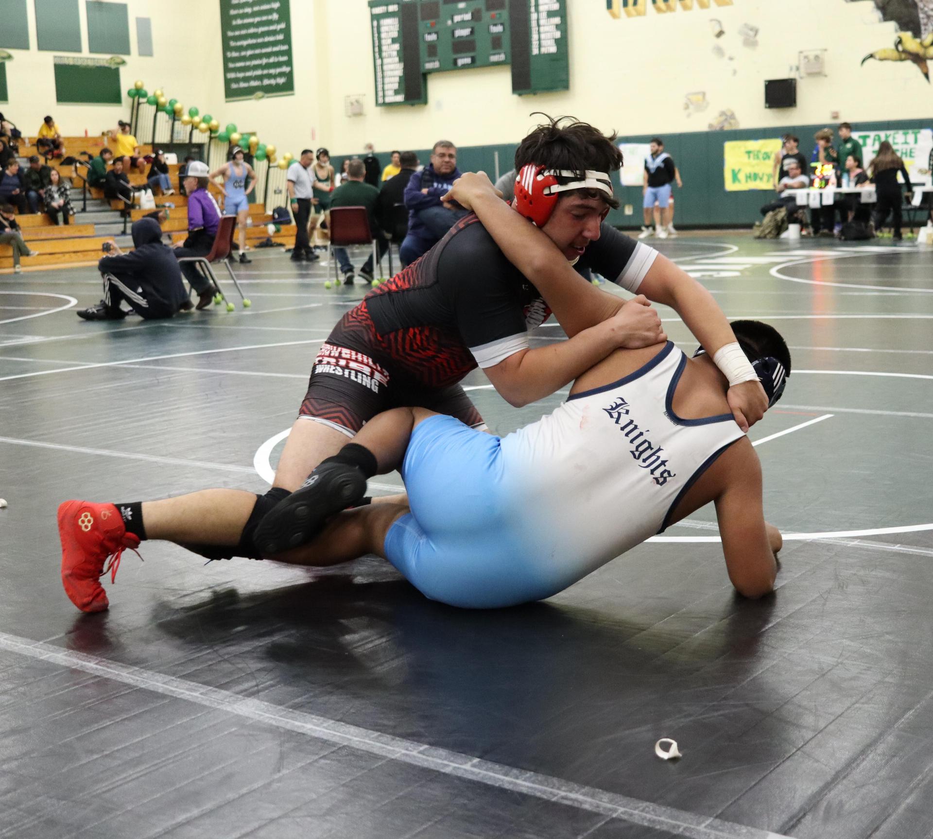 wrestlers in action at the Hawks invitational