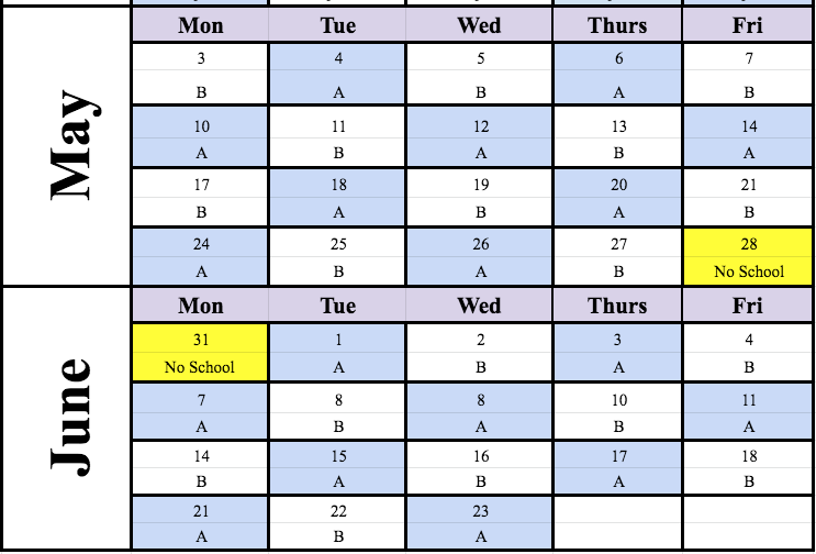 May/June Cohort Schedule