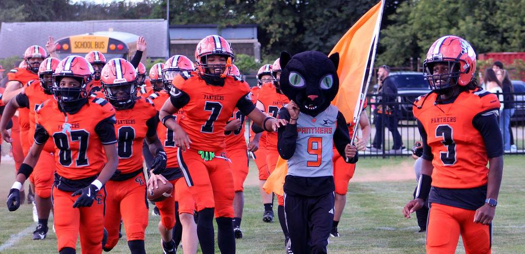 panther football and mascot pregame entrance