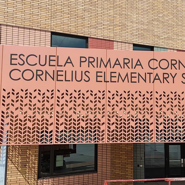 school name on entrance canopy