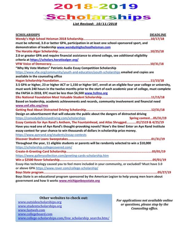 New Scholarships Added as of 10/11/18 Featured Photo