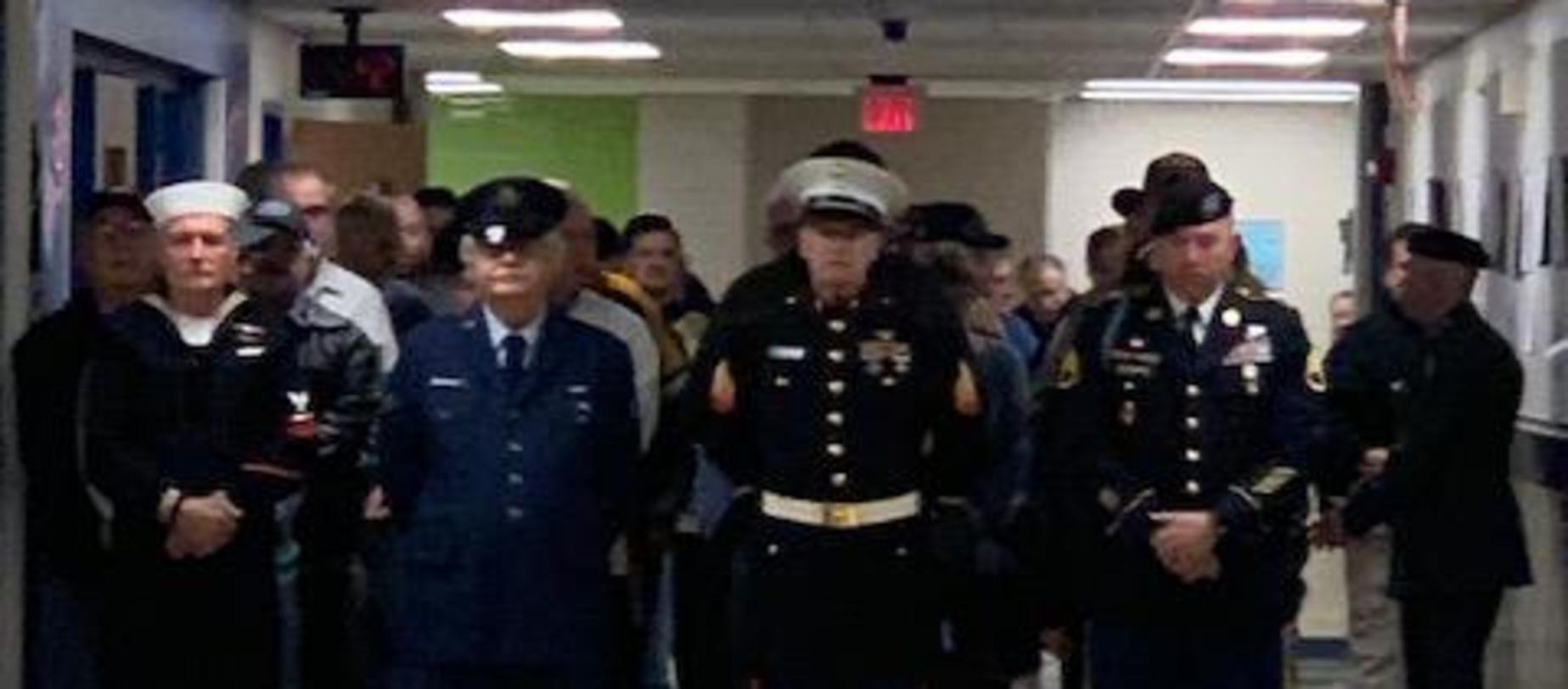veterans lined up