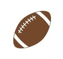 Brown American football with white laces and stripes.