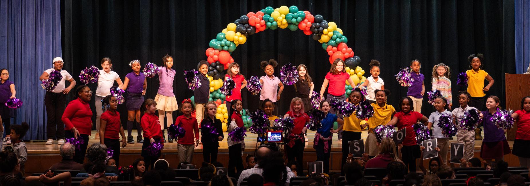 Elementary students perform at a show