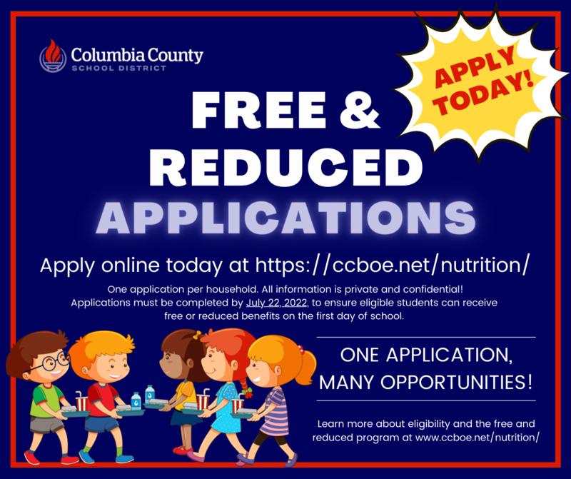 free and reduced meal application graphic
