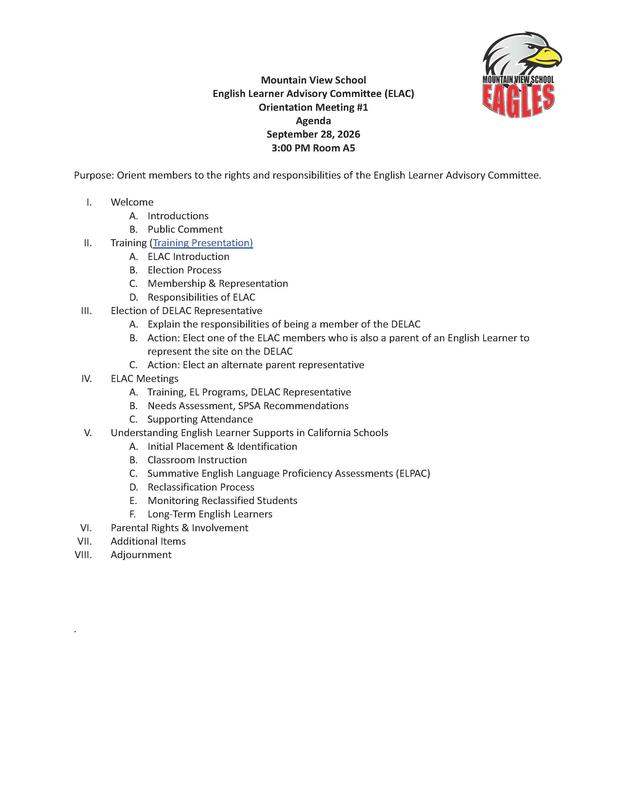 MVS ELAC Meeting Agenda 9/28/26